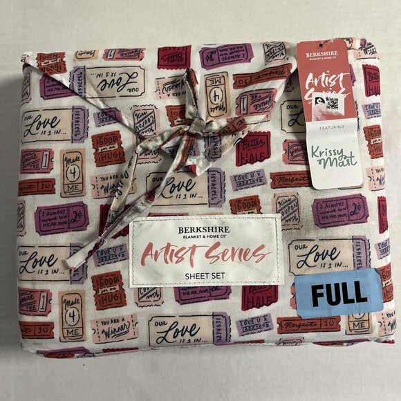 Berkshire Sheet Set Artist Series Pink Love Valentines Tickets Novelty Set Full - Picture 6 of 8